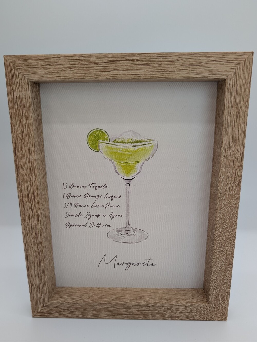 Margarita Recipe Framed Canvas Shadow Box Frame Hanging Picture